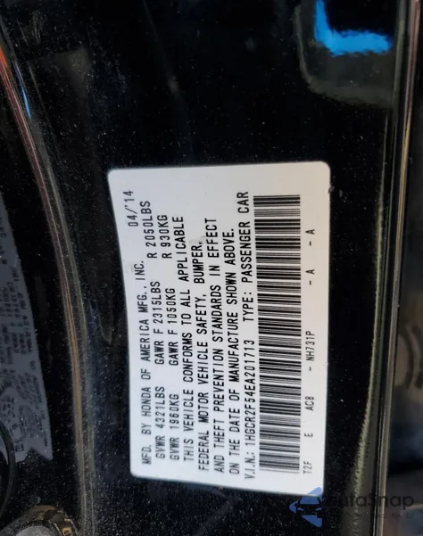 2014 Honda Accord Sport из США, поврежденный, VIN 1HGCR2F54EA201713